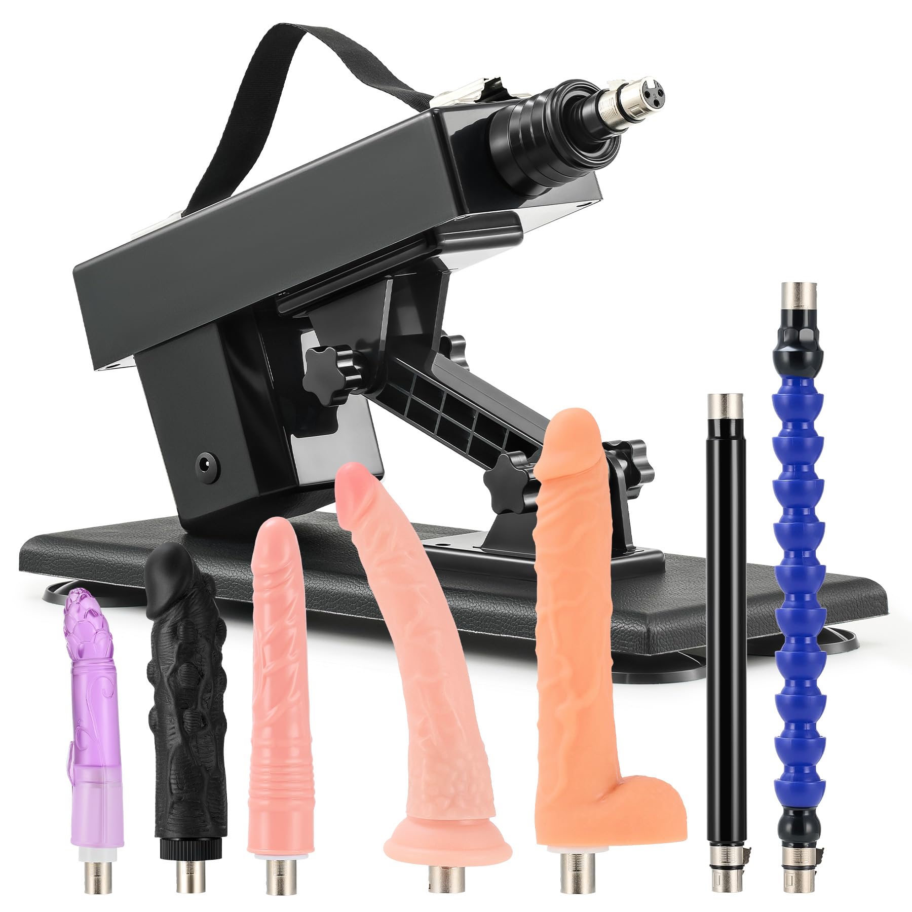 SENSUA Máquina Sexual Automática con Empuje, Equipada con 5 Consoladores y 2 Barras de Extensión, para Mujeres, Hombres y Parejas, Sex Machine Ajustables