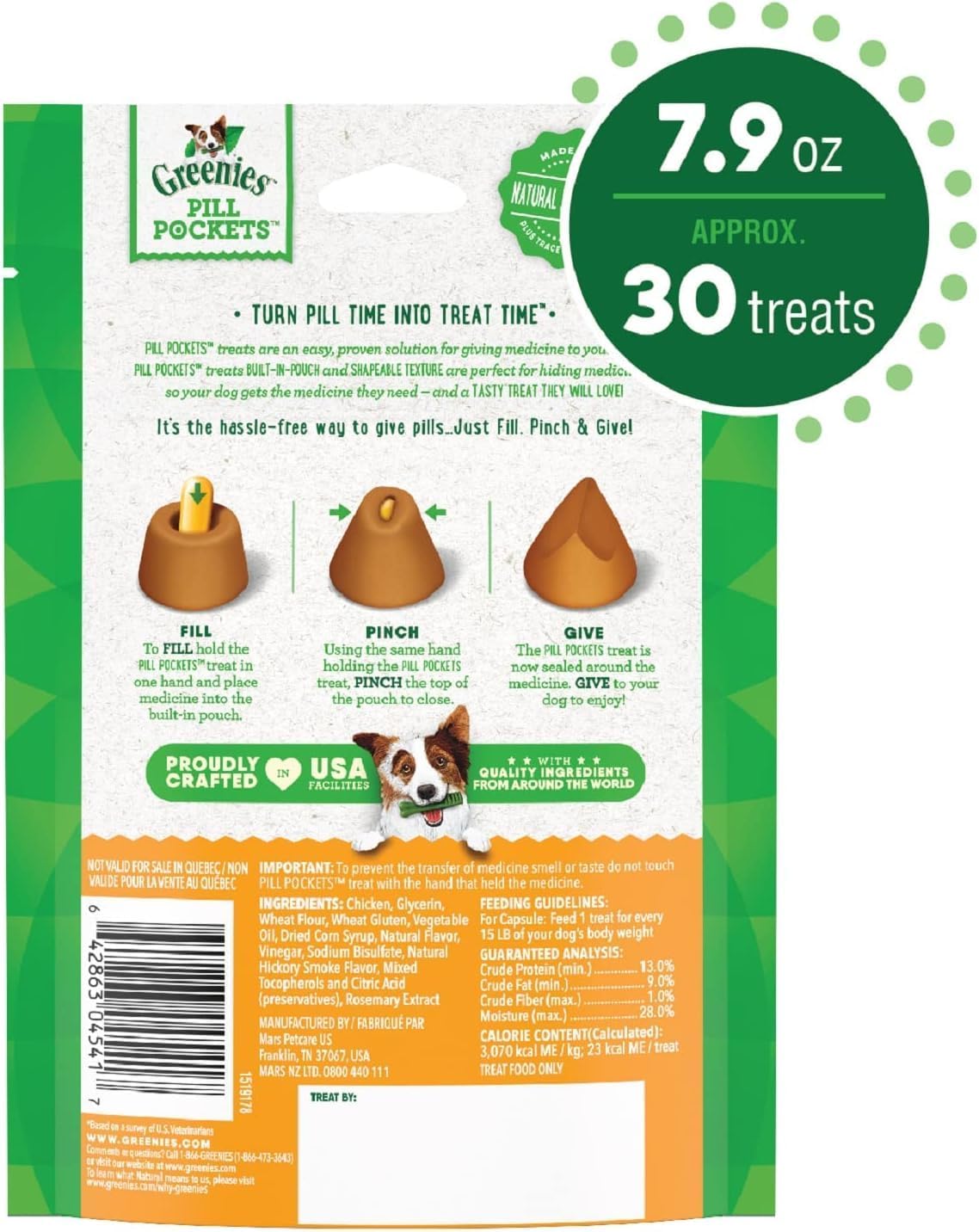 Greenies Pill Pockets Chicken Capsule Size 30 Count | 3 Pack Dog Medicine Treats2