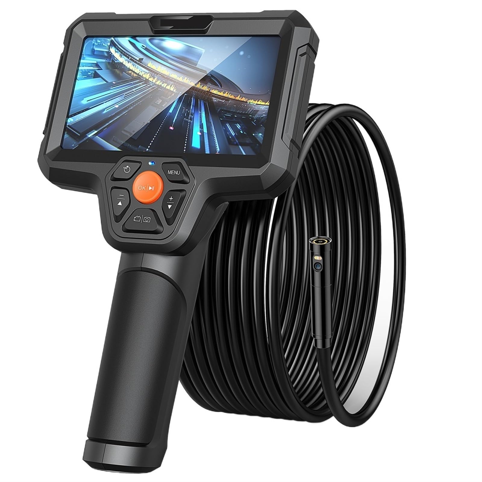 Telecamera per ispezione endoscopio Fotocamera 1080P Schermo IPS da 5 Pollici 7.9mm Periscopio a Doppia Lente IP67 Telecamere endoscopiche per l'industria autom