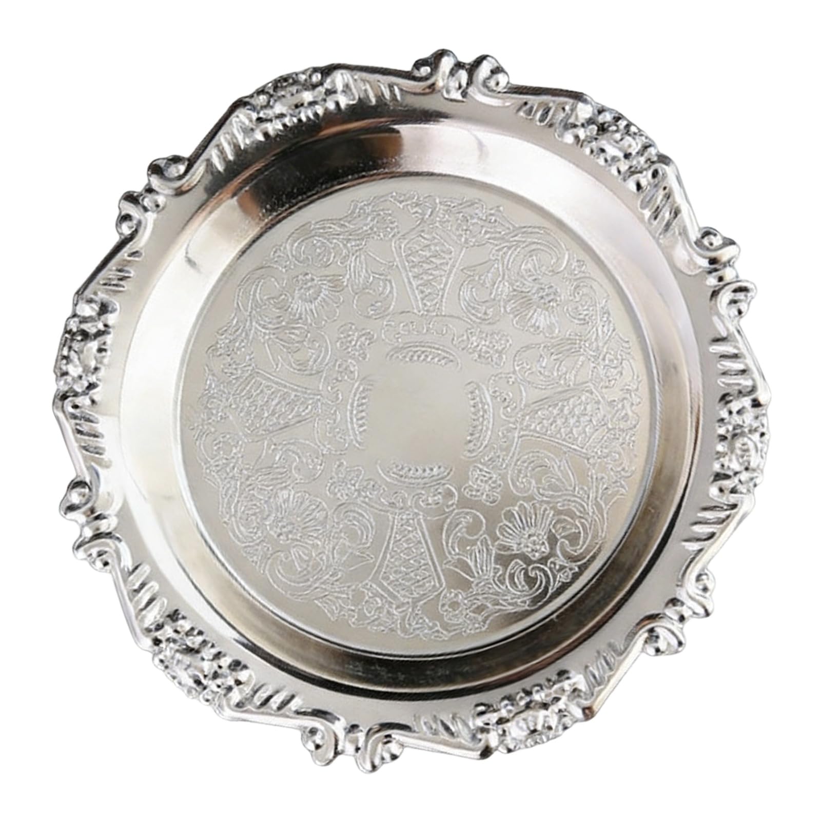 jiingekk Practical Iron Serving Tray for Home Decors and Food Presentation Feature Embossed Detail and Easy Maintenance Embossed Fruit Tray