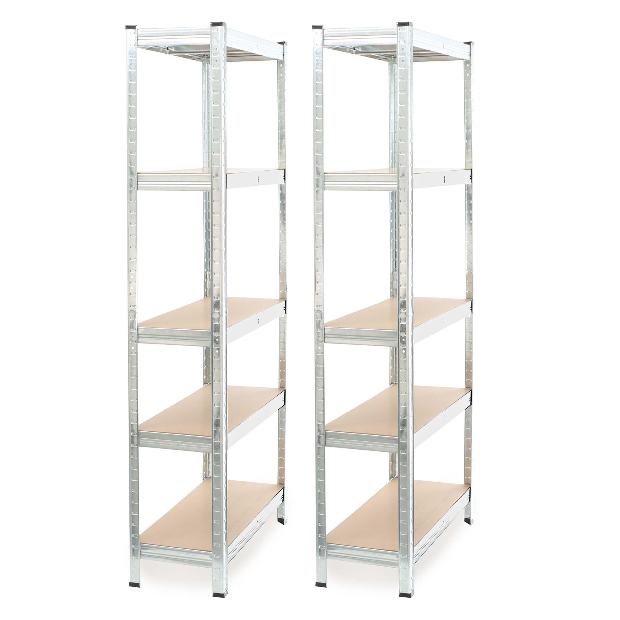 Wiltec 2x Regał magazynowy z ocynkowanej stali 75 x 30 x 174 cm, regał garażowy do 875 kg z montażem bez narzędzi, regał do piwnicy i magazynu