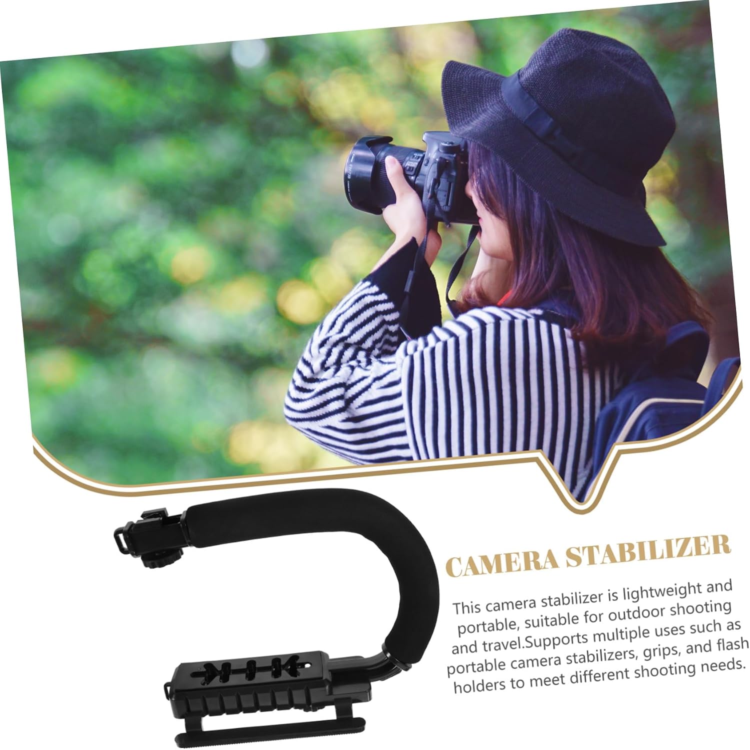 U Shaped Camera Stabilizer Grip with Flash Bracket for DSLR Cameras image 5