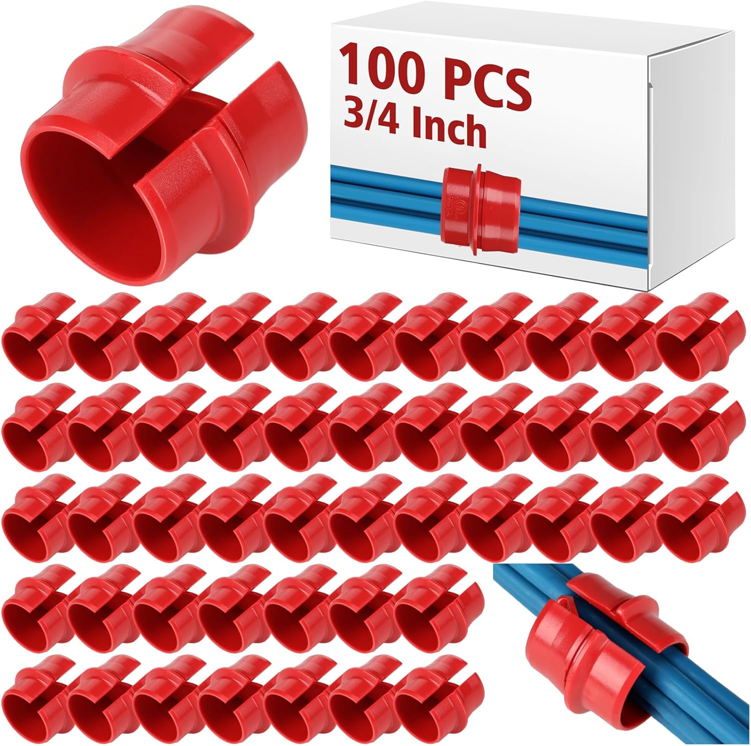 Copkim 100 Pcs Non Metallic Cable Connectors NM Wire Fixing Buckle, Labor Saving Snap Style Installation for Wiring, Single 14/2-10/3 Awg, Two 14/2-12/2-14/3 Awg, Etl Certified (3/4 Inch)