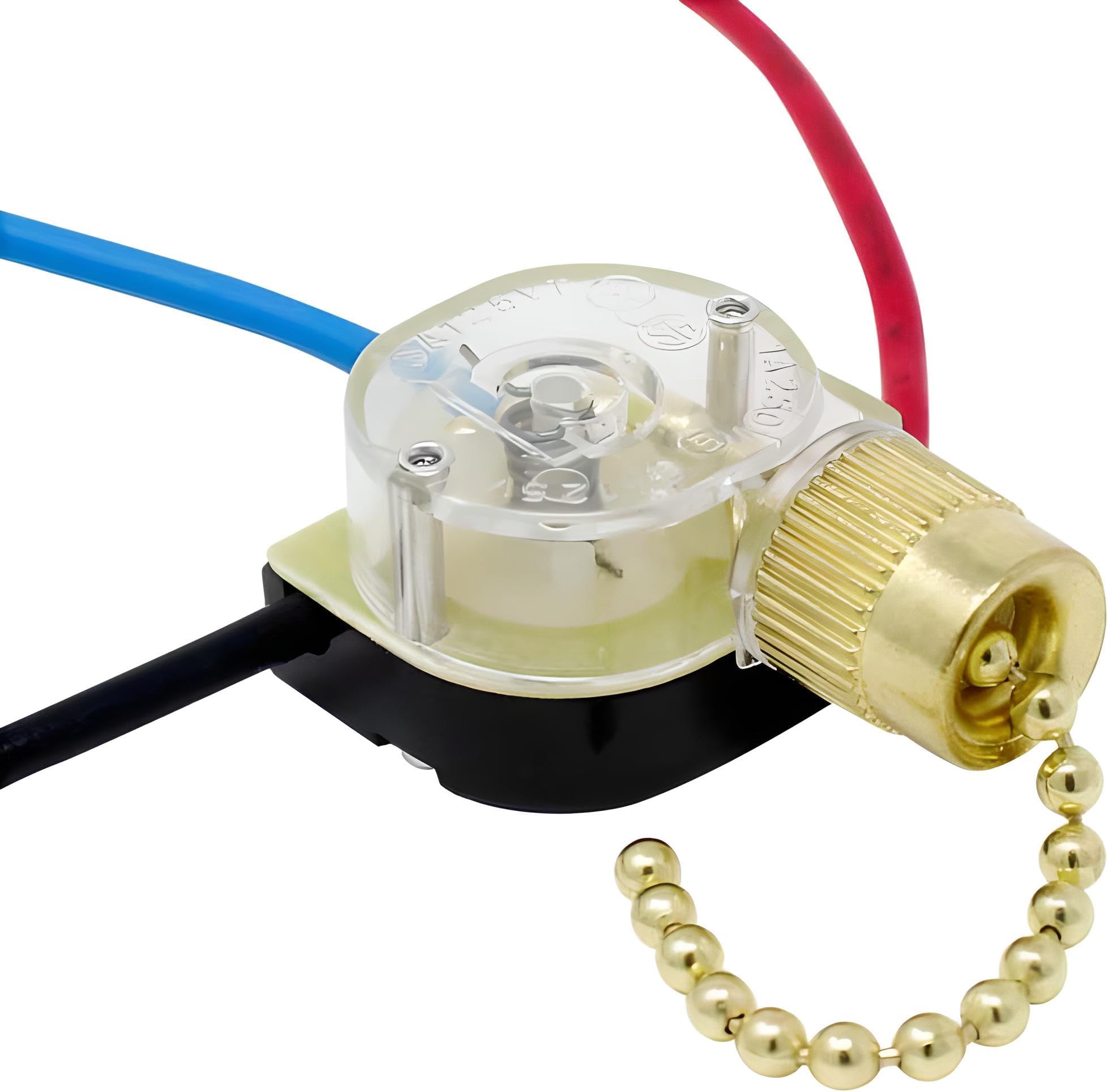 Zing Ear ZE-208S6 Ceiling Fan Pull Chain Switch - 3 Speed + Off, 4 Wire, Nickel (2 Pack) | Replacement For Hunter, Hampton Bay - View #10