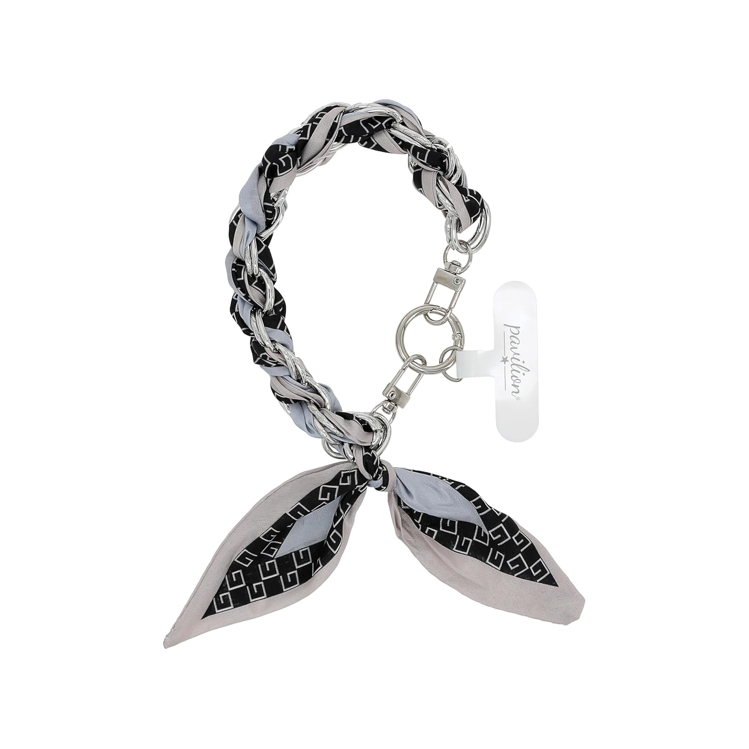 Pavilion Gift Company - Blue Geometric - Braided Scarf Phone Chain Wristlet Accessory
