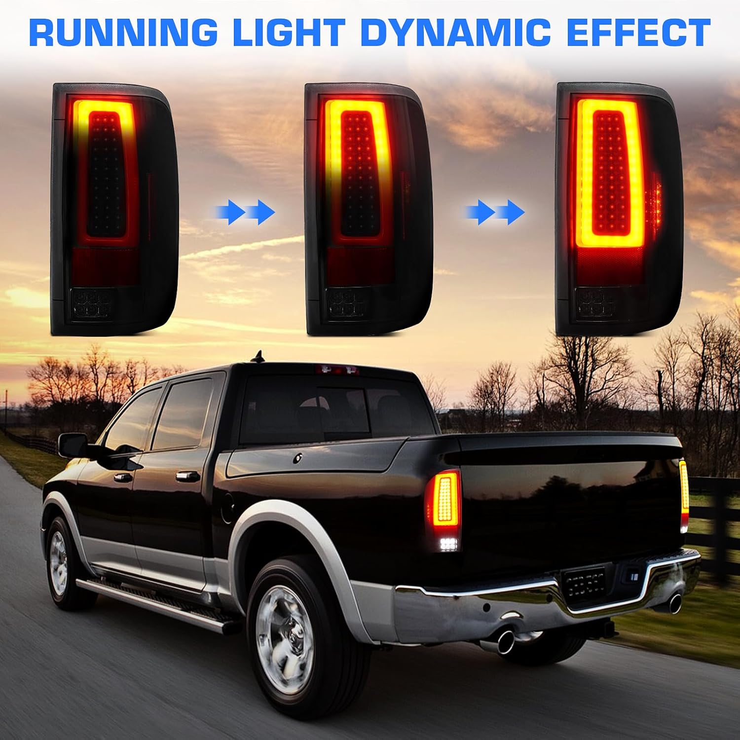 LED Tail Lights + 3rd Brake Light Compatible with Ford F150 2004-2008 Fleetside/Styleside Bed Model (Fit Factory Halogen Type) Rear Brake Lamp Taillights Assembly, Black Housing Smoke Lens