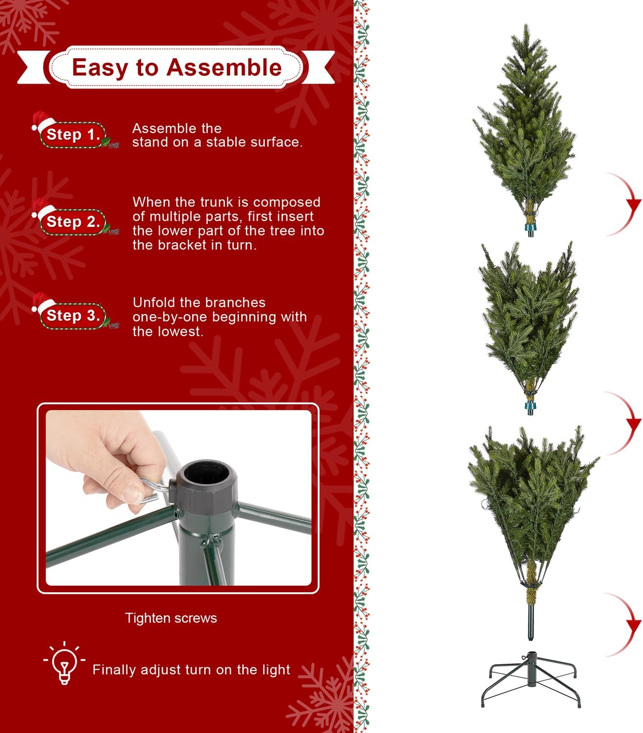 Glitzhome 9ft Prelit Christmas Tree, Artificial Green Full Christmas Tree Vibrant Evergreen Fir with 2000 Warm White/Multi-Color Horse Race LED Lights, 3559 PE&PVC Branch Tips, Simple Setup
