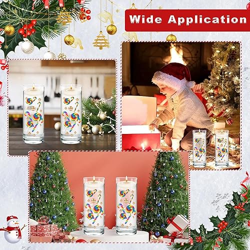 Miniatura 10 de MadeTop 4118 perlas de relleno de jarrón de Navidad para rellenos de jarrones, velas flotantes con 8 velas flotantes, cuentas de geles de agua para