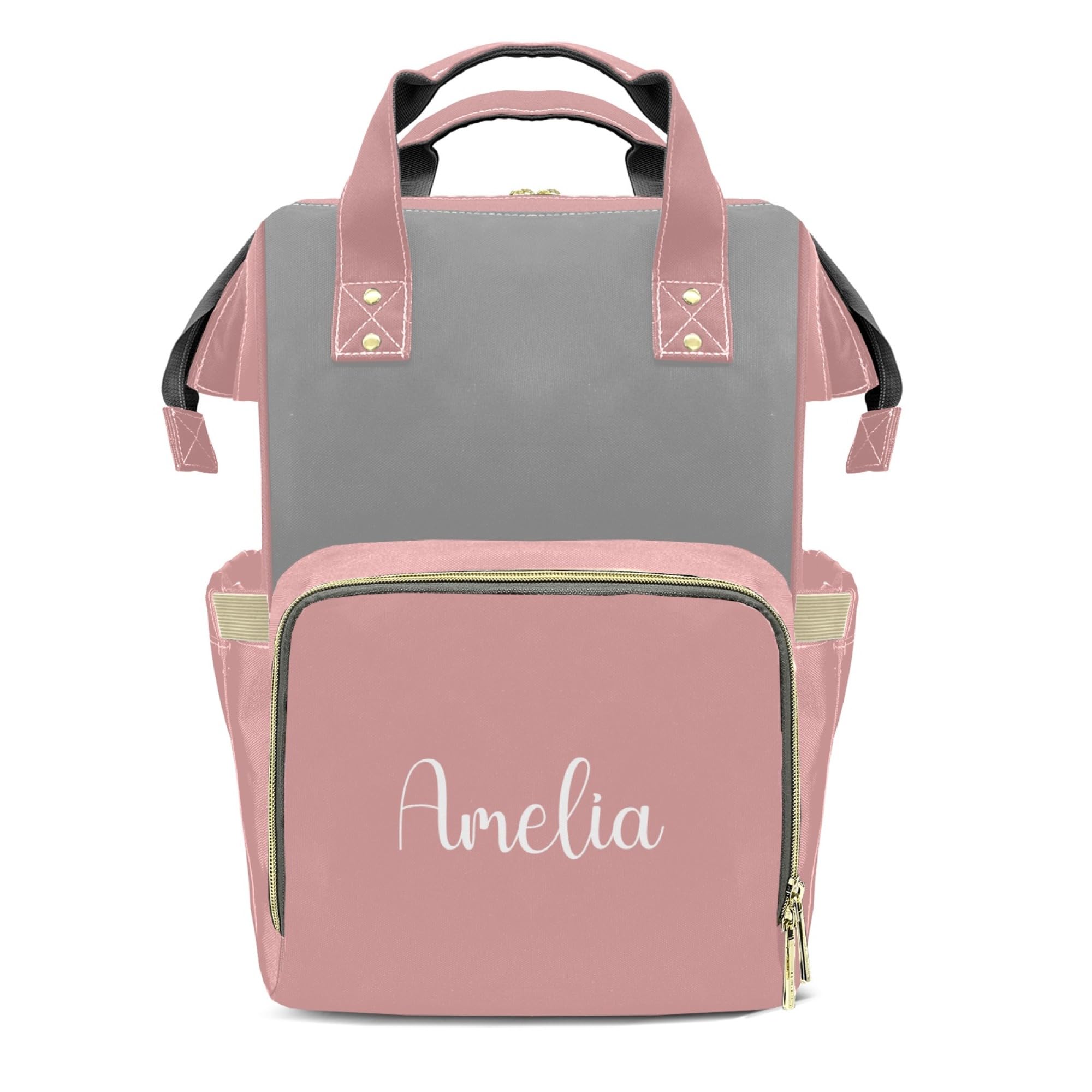 HUTARIO Custom Diaper Bag for Boy Girl Personalized Nylon Mommy Backpack with Name, Waterproof, Multifunctional