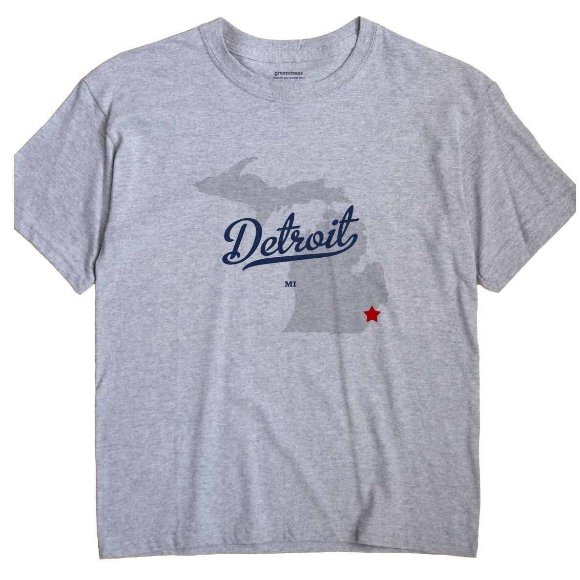 GreatCitees Detroit Michigan T-Shirt MAP