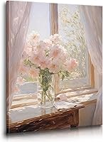 Vintage Light Pink Peony Flower Wall Art Posters, Rustic Floral Prints 12x16 Unframed for Bedroom, Living Room, Office