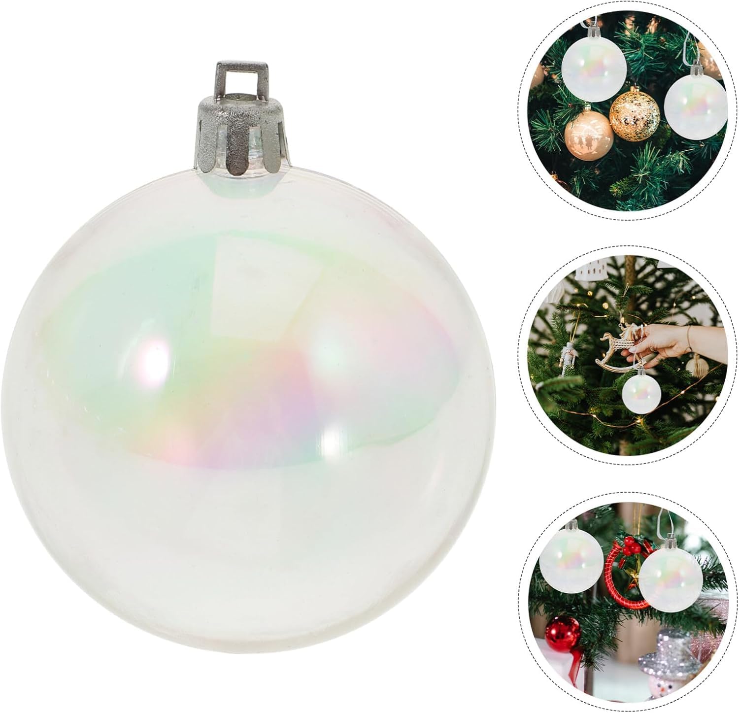 12 Stück Weihnachtskugeln Ornamente schillernde Ornamente Kugeln schillernde Christbaumkugeln Kunststoff DIY hängende Kugel Ornamente für Weihnachtsfeier (8 x 8 cm)