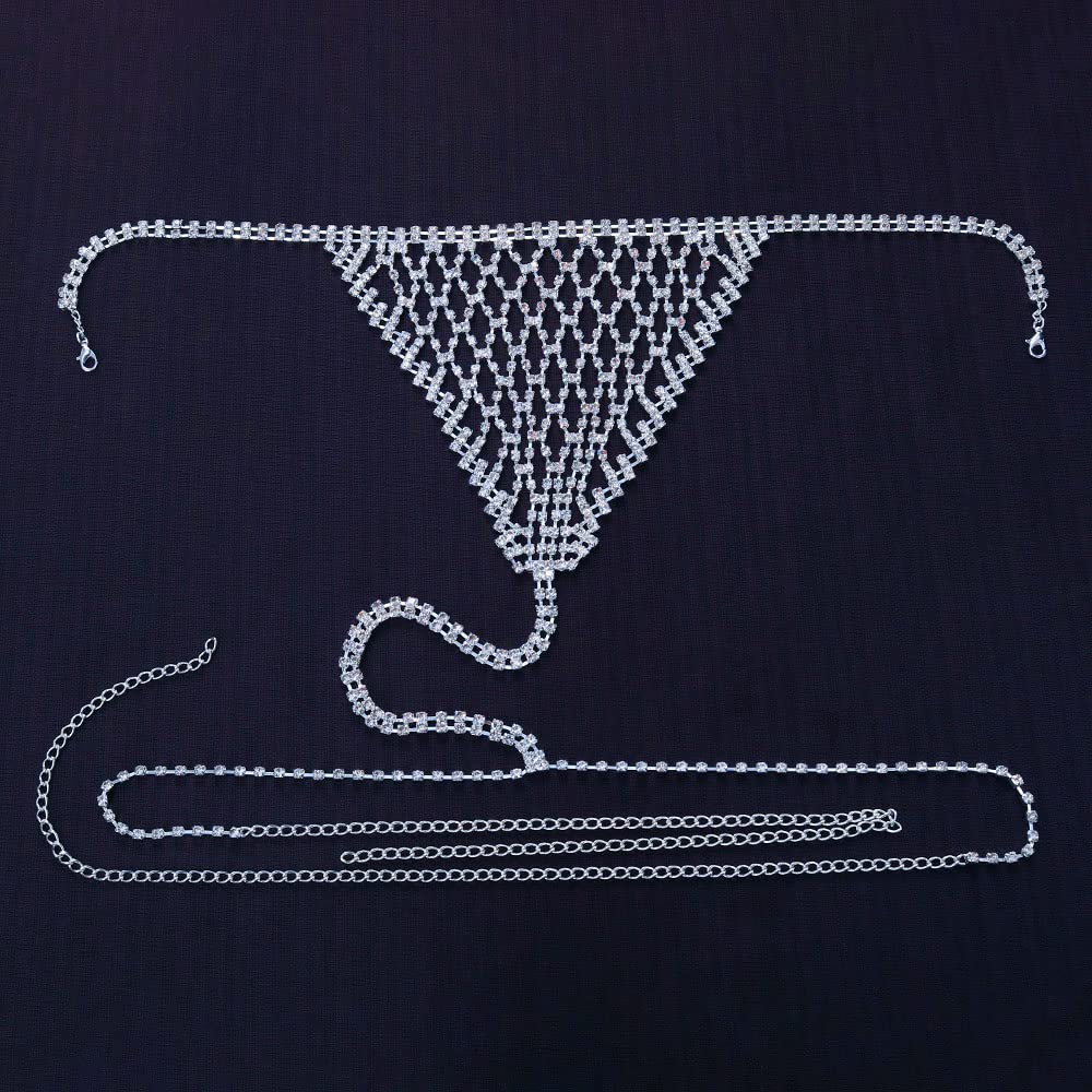Ropa Interior Malla Diamante de imitación Sexy Moda Regalo Festival Joyas Accesorios para Fiestas Cadena para el Cuerpo (1) (2)