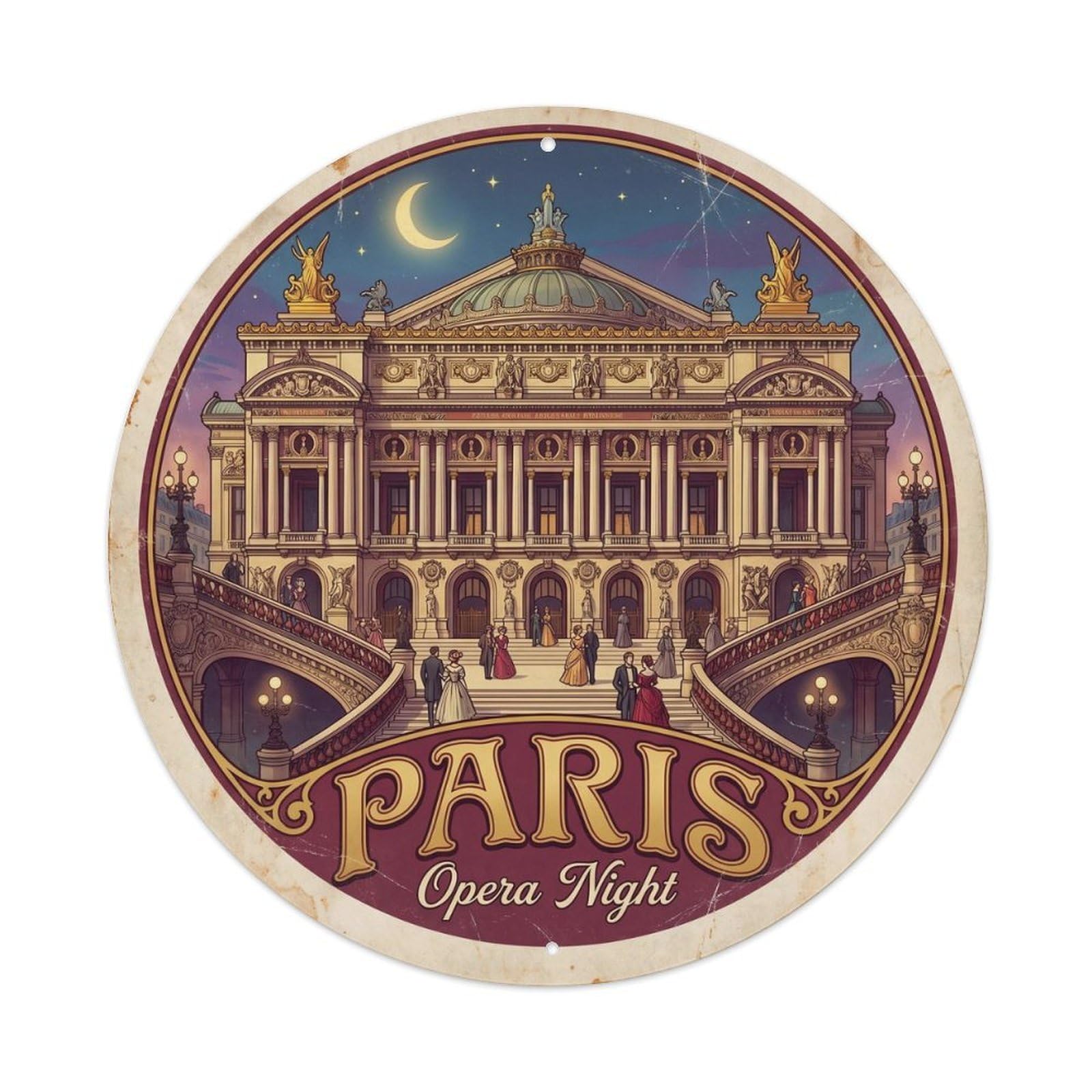 Vintage Travel Paris Opera House Metal Tin Sign Plaque