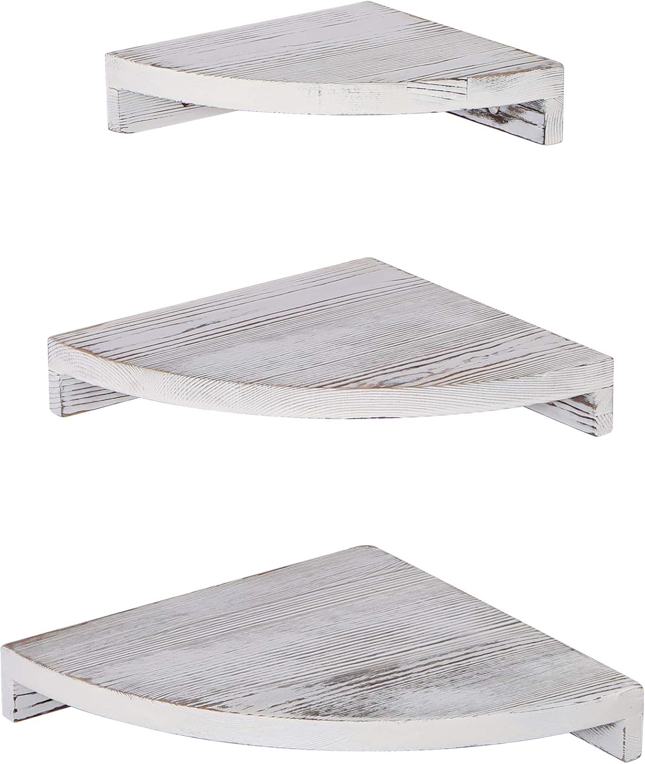 OROPY 3 Tier Radial Corner Shelves for Wall , Solid Wood Floating Corner Storage Shelves - Ideal for Display of Books, Small Plant, Photos, Wall Décor ( One Set of 3 ): Kitchen & Dining