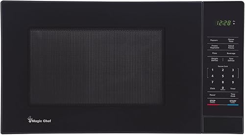 Magic Chef MC110MB - Horno de microondas para encimera, microondas estándar para espacios de cocina, 1,000 vatios, 1.1 pies cúbicos, color negro