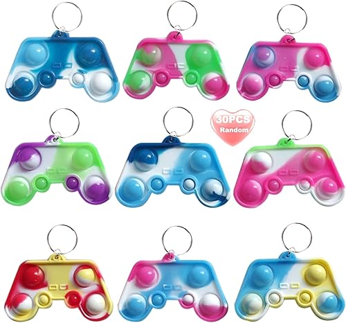 Paquete de 30 unidades de control a granel de arcoíris mini Pop Fidget Bubble Gift para niños y niñas, regalos de fiesta de cumpleaños, vacaciones,