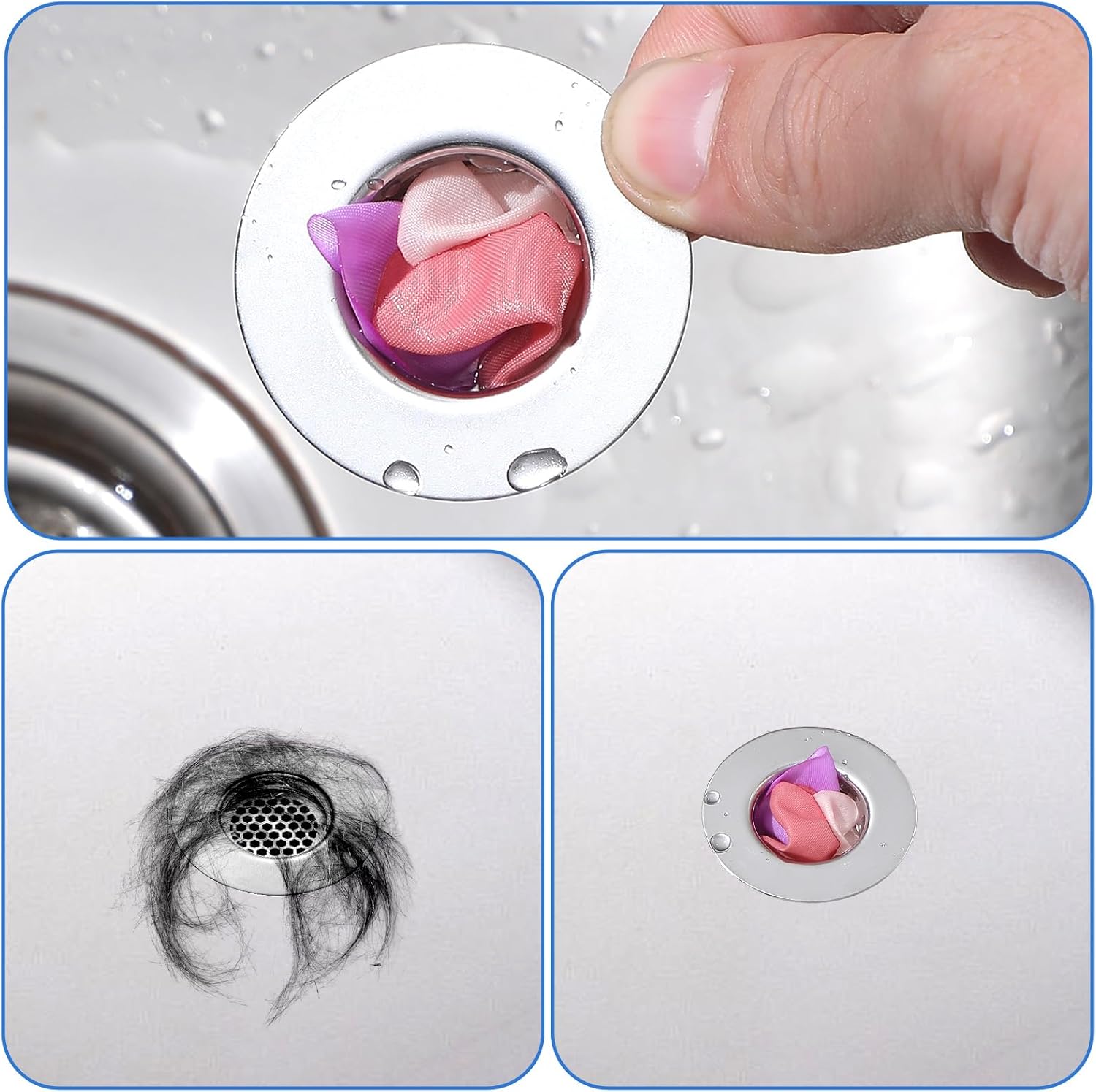 3 Pcs Bathroom Sink Strainer Lavatory Sink Drain Strainer Stainless Steel Drain Filter Hair Catcher Mesh Bathtub Drain Cover for Kitchen Slop Pool RV Sinks Utility Mop Laundry Fit Hole Size from 1.25"