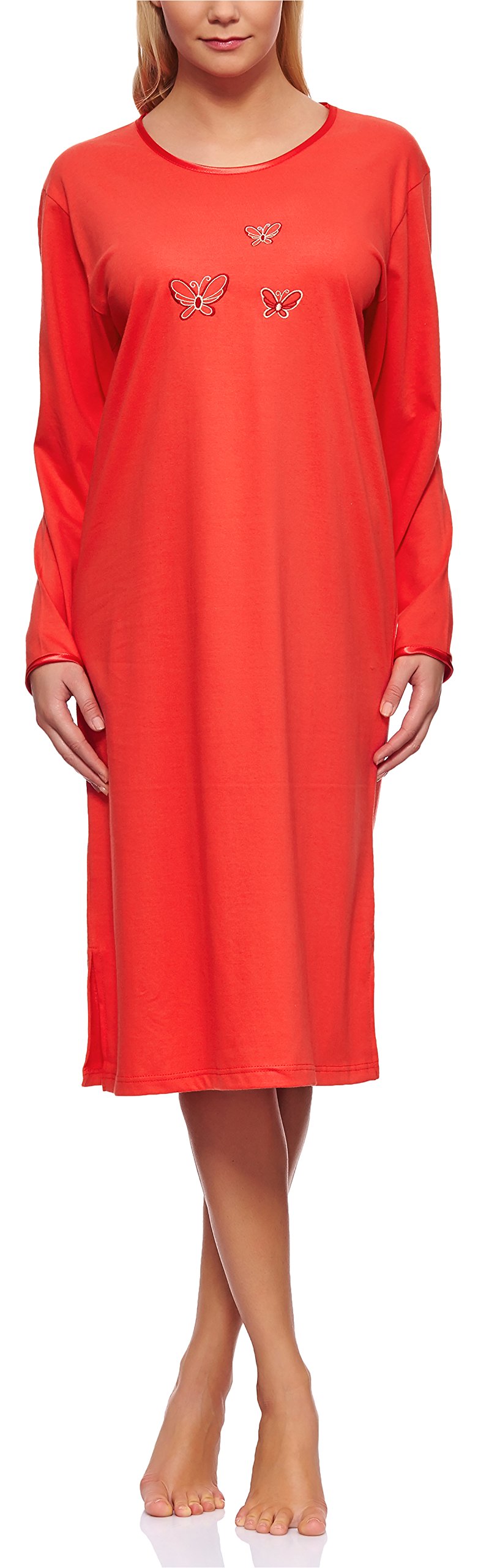 Merry Style Womens Long Sleeve Nightdress 91LW1 (Coral (Long Sleeve), S)