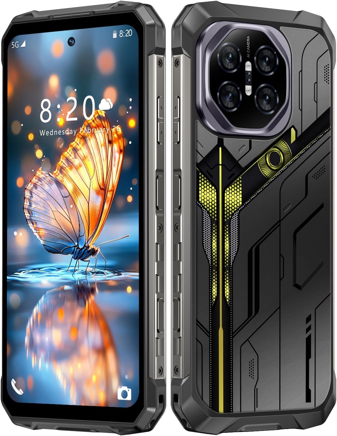 Rugged Armor – Teléfono celular desbloqueado, teléfono inteligente de 6.99 pulgadas, HD 68+108 MP, fotografía de visión nocturna, Android 15, 22000