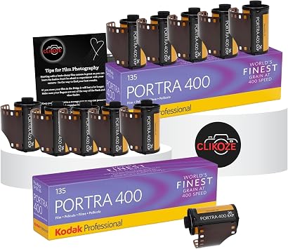 Kodak Portra 400 35mm Film Bundle - 5 Pack Color Negative, 36 Exposures 2 Packs With Clikoze Camera Photography Tips Card