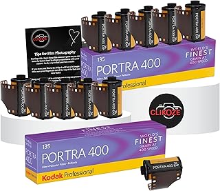 35mm Film Bundle includes Kodak Portra 400 35mm 5 Pack Colour Negative Film 36 Exposures x 2 Packs and Clikoze Camera Film Photography Tips Card