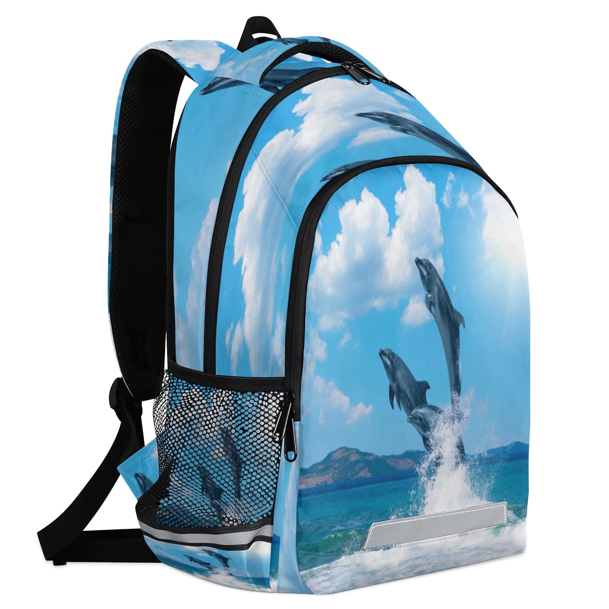 TropicalLife Springender Delfin-Rucksack für Kinder, Mädchen, Jungen, Herren, Damen, Delfine, Multifunktions-Rucksack, Schule, Büchertasche, 20 l, Laptop-Tasche, Reisen, lässiger Tagesrucksack,