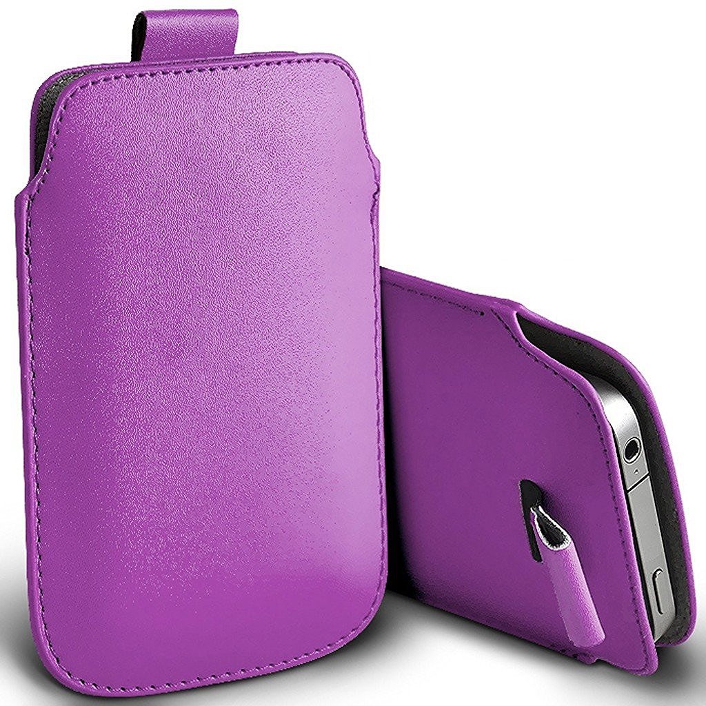 ONX3 (Dark Purple) ZTE Blade v8 / ZTE Hawkeye Case Slip In Pull Tab Faux Leather Pouch Case Cover