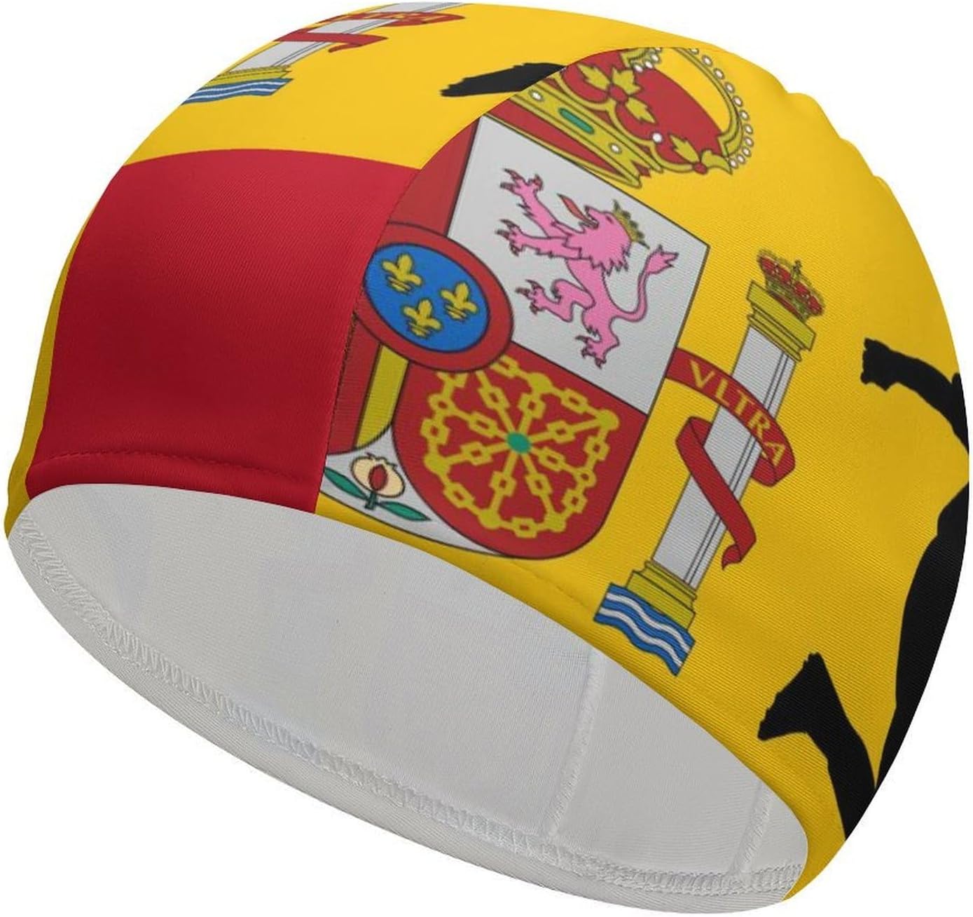 Spain Spanish Flag Soccer Shooting Womens Swim Cap for Men Adult Swimming Hat Curly Short Medium Long Hair