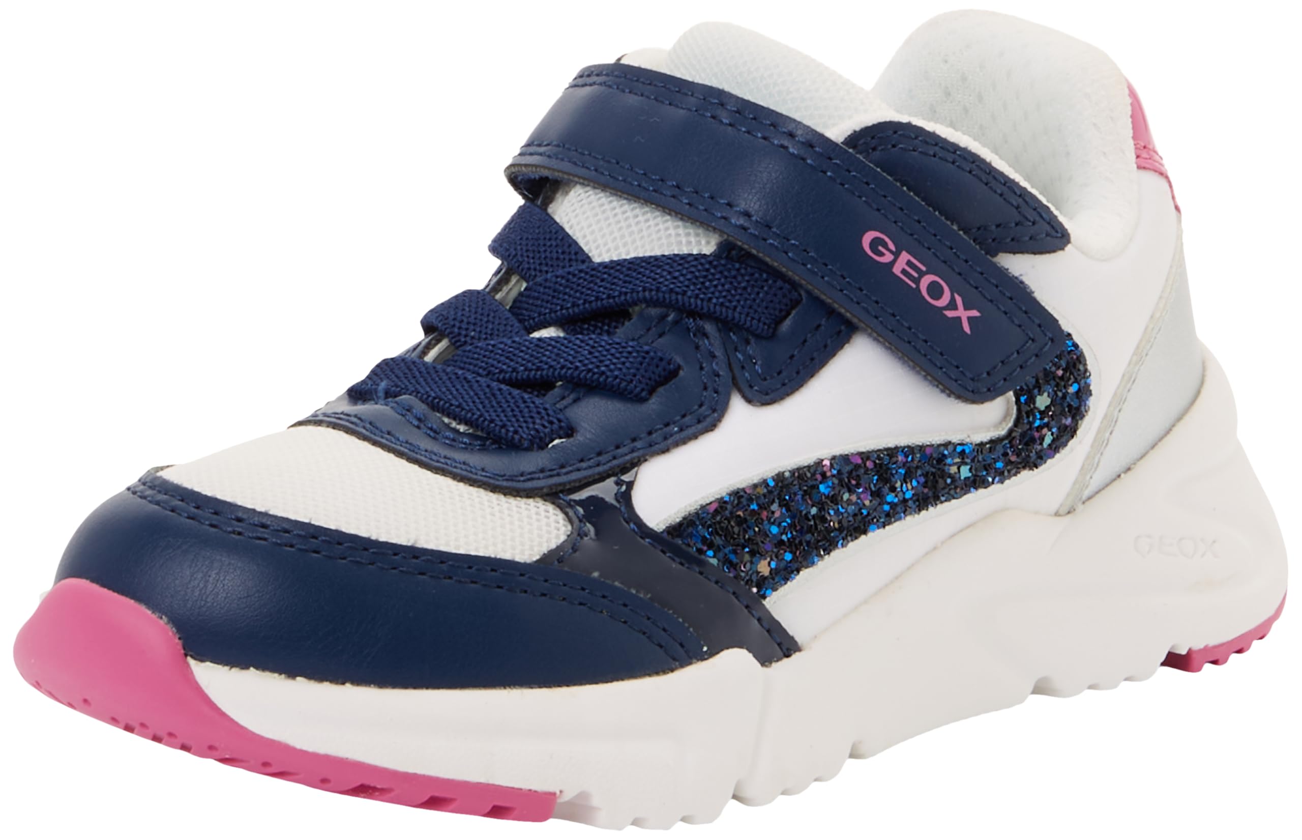 Geox J Loftus Girl A Trainers, White/DK Royal, 36 EU