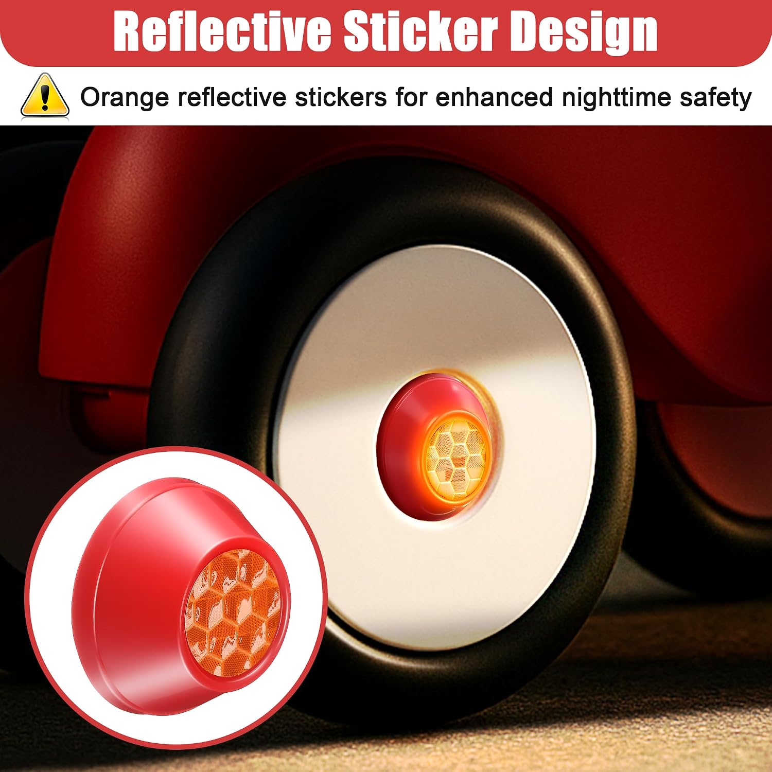 Saillong 2Pcs Red Hub Cap Compatible with Red Wagon, Fit 3/8 Axle Diameter