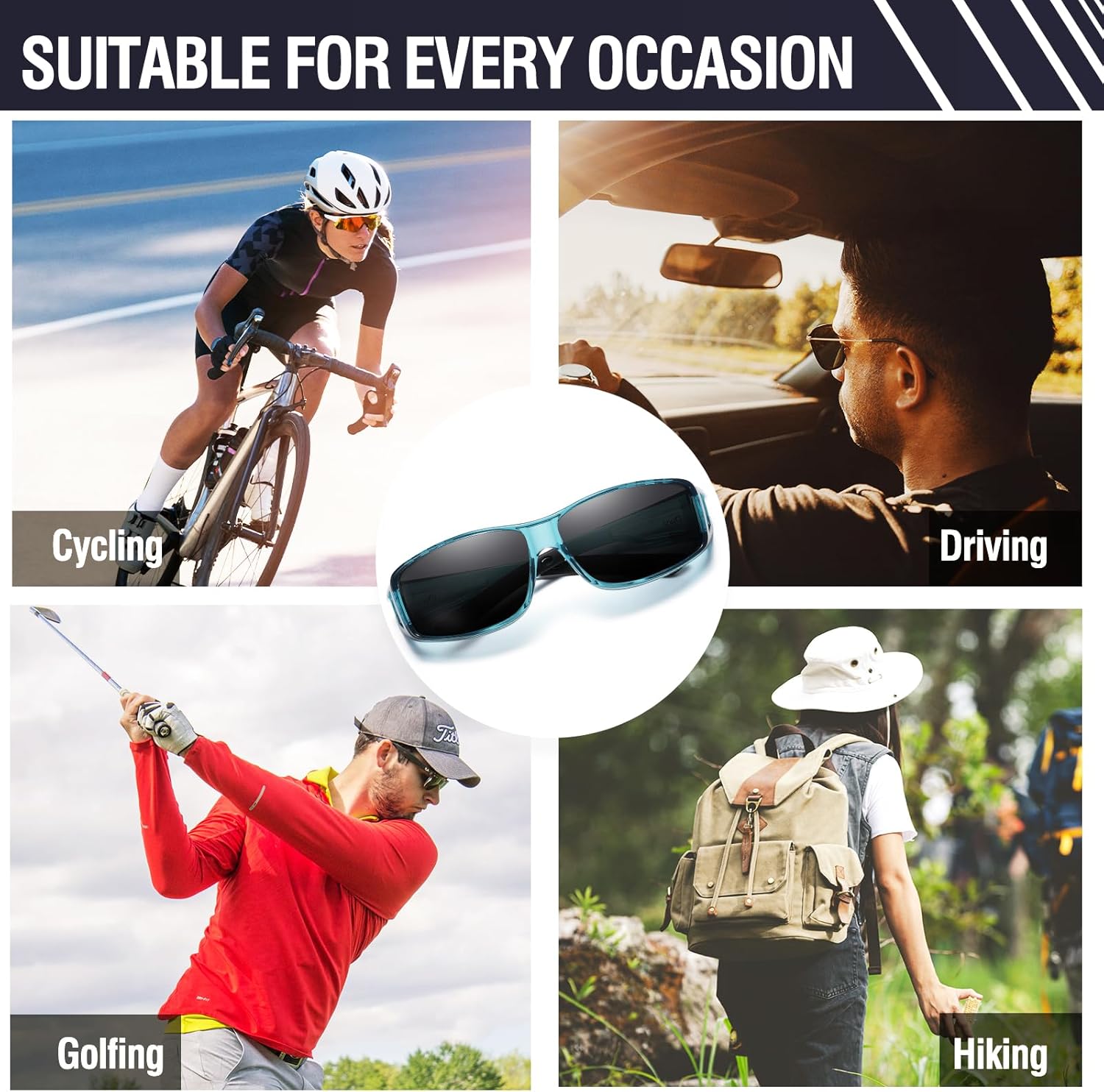 DUCO Fit Over Sunglasses for Men and Women Polarized UV400 Protection Wrap Around Driving Oversized Shades DC8968 - Image 5