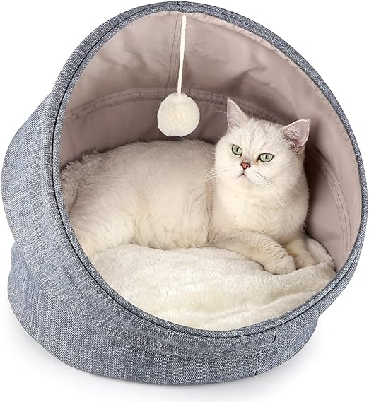 2in1 Cat Bed 18 inch Portable Cave Cat Bed for Indoor Cats, Machine