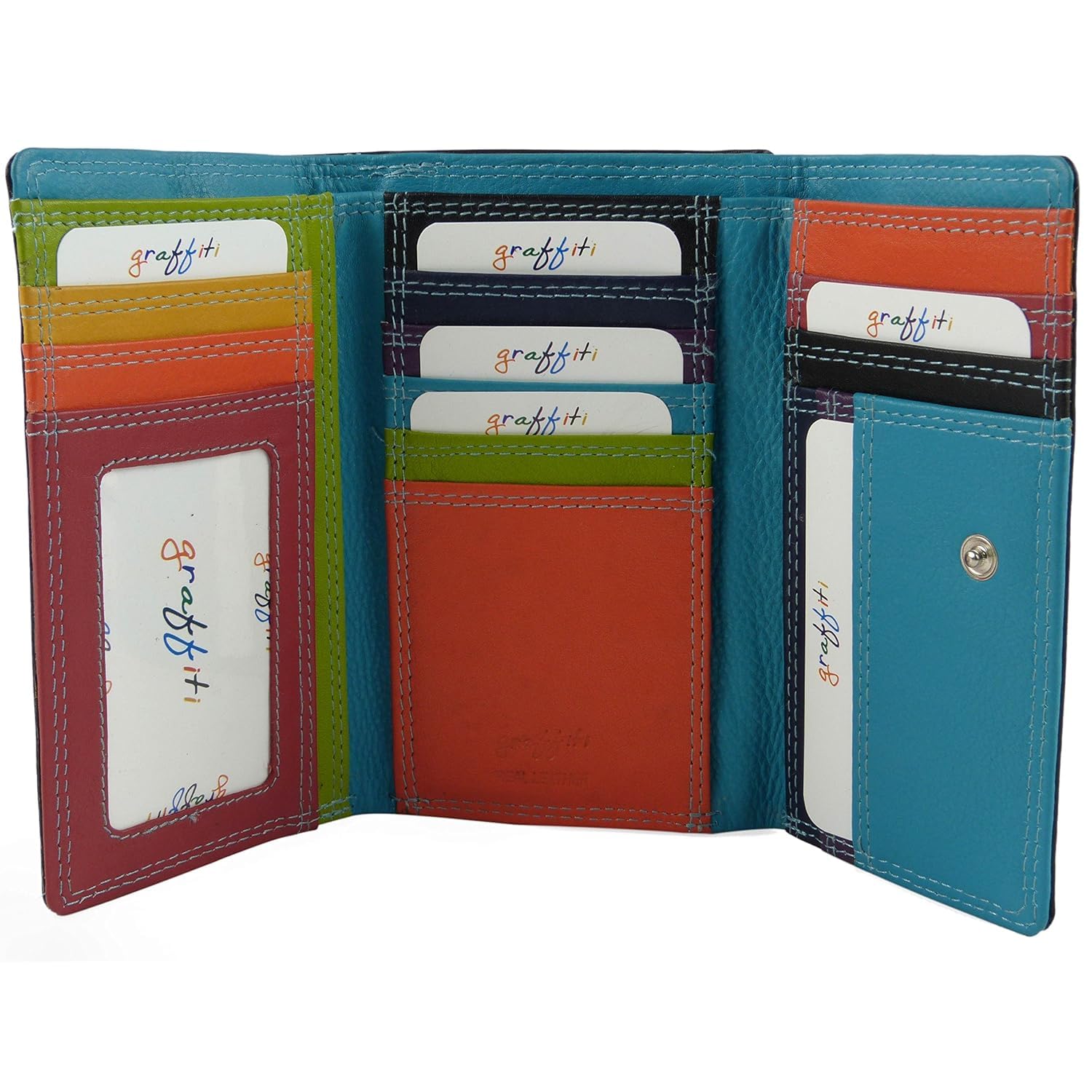 Golunski Women's Black Tropical Leather Coin & Card Purse/Wallet Graffiti Range - Black/Tropical