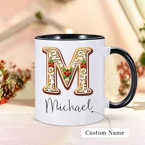Miniatura 10 de Tazas de Navidad personalizadas, taza de café de Navidad personalizada con nombre inicial, taza de café de chocolate caliente con monograma de