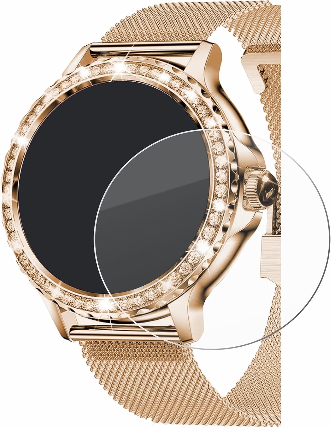 brotect Glass Screen Protector Film Compatible with walkbee Smartwatch 1.3" (Round) - Glass-Foil 9H Protection [Scratch Resistant, High Clarity]