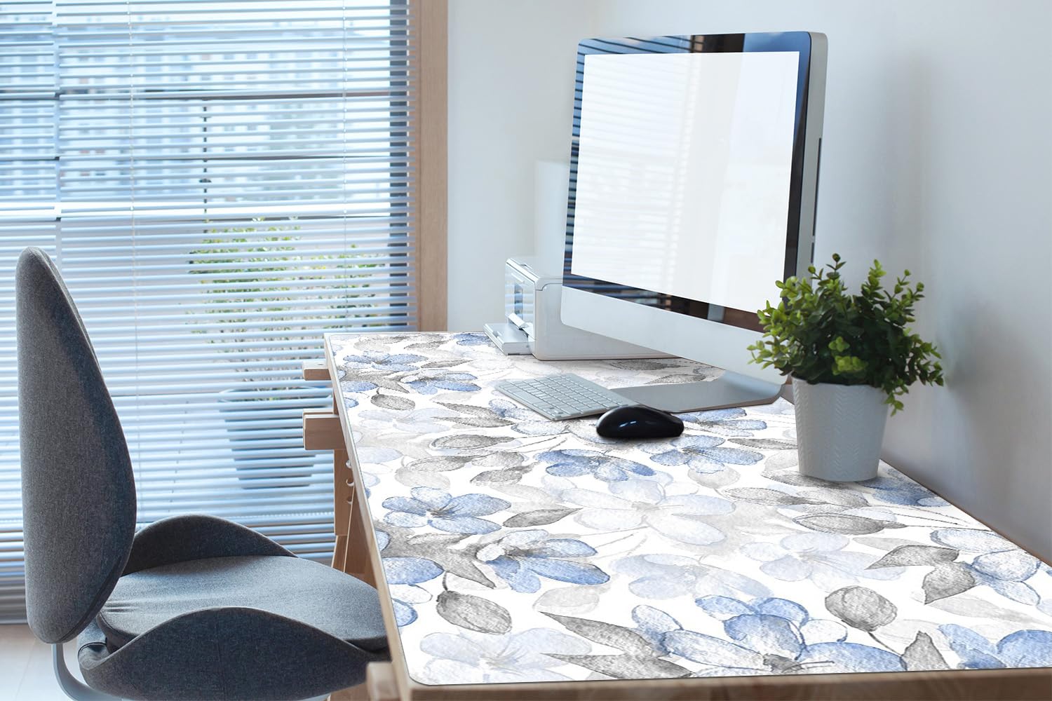 Sottomano da Scrivania 120x60 cm Facile da Pulire Antiscivolo Impermeabile per Ufficio e Casa in Vinile PVC Protezione e Decorazione Superficie Protettiva - Fiori
