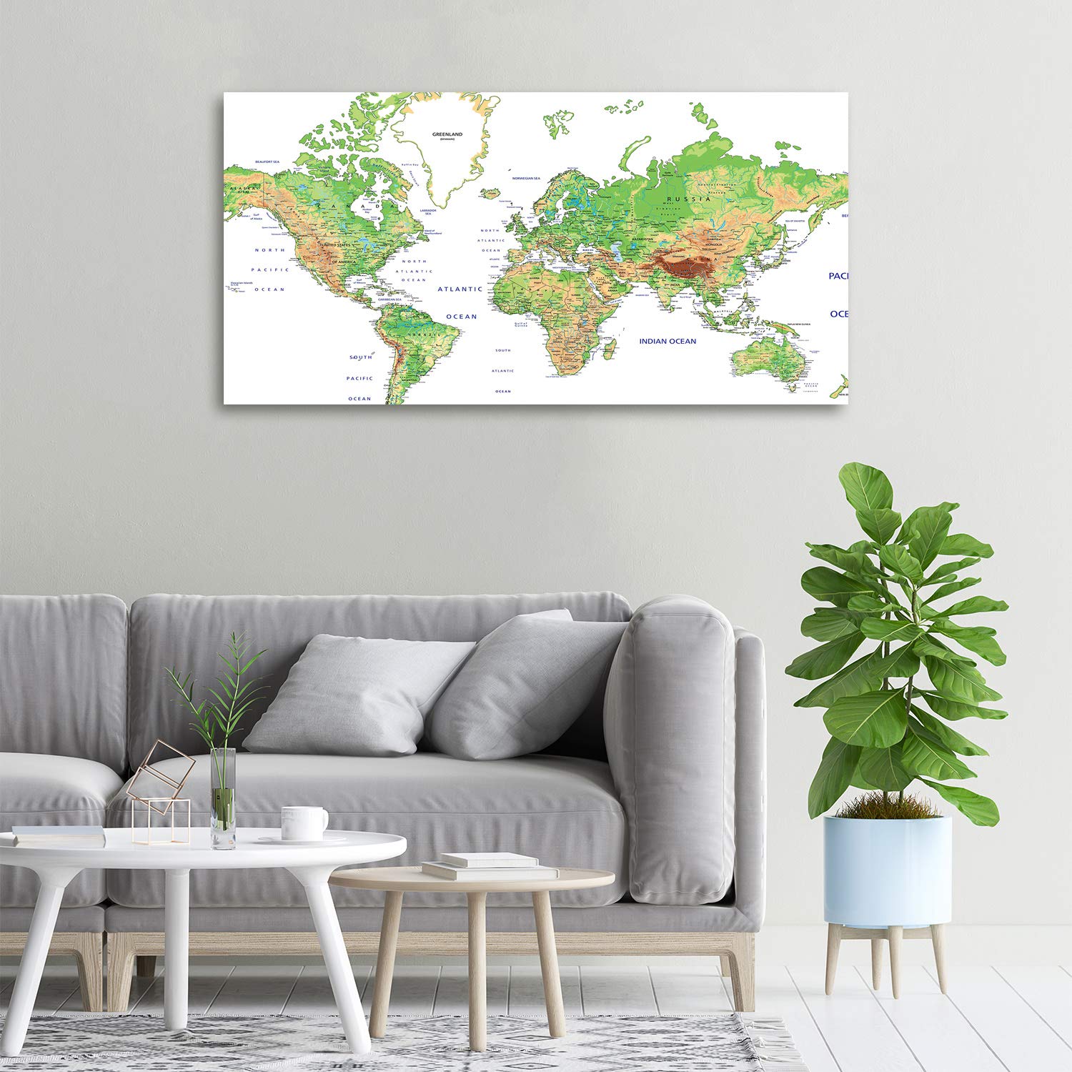 Tulup Acrylic Glass 100x50cm Mural Art Image Verre Plastique Déco Mural Acrylic Glass Picture Verde - Mapa Del Mundo
