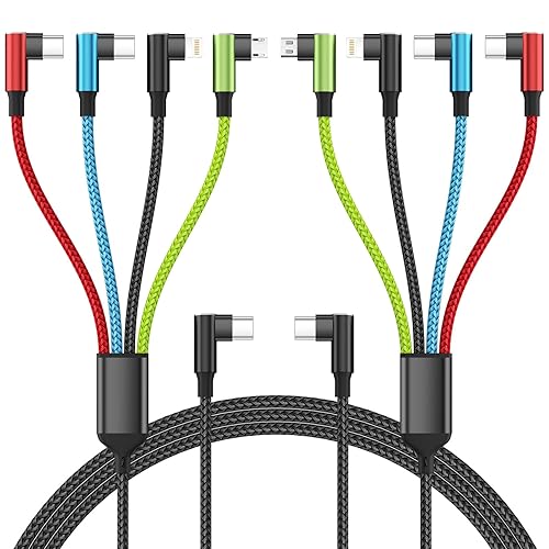 Vista 14 de Cable de carga múltiple (paquete de 2 de 4 pies), cable de carga múltiple de nailon trenzado para múltiples dispositivos, cable de carga 3 en 1