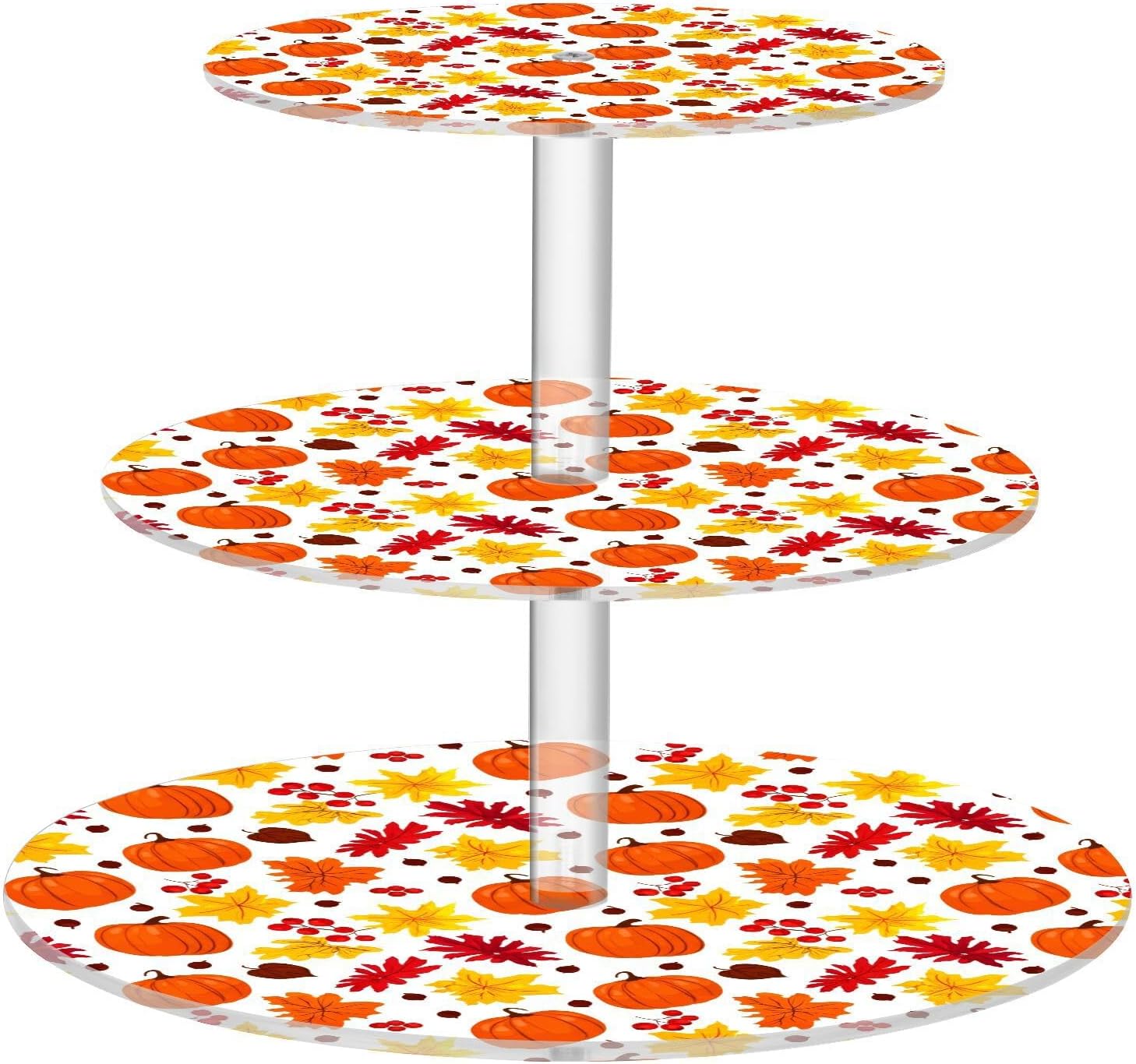 Pumpkin Maple Leaves Leaves 3 Tier Acrylic Cupcake Stand, Cupcake Stand for 34 Cupcakes for Weddings, Christmas,Holidays,Parties,Birthday,Printed Cupcake Tower 23300105