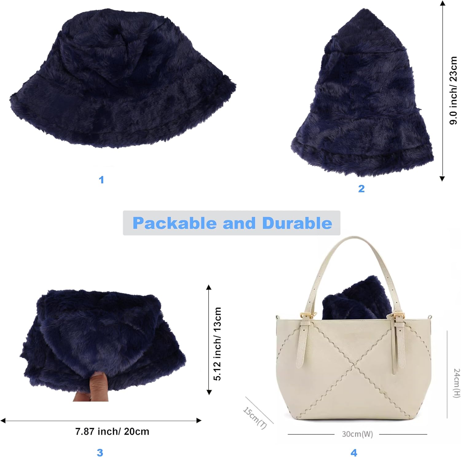Winter Bucket Hat Fluffy Faux Fur Fisherman Cap for Women Men Solid Color Style - Image 7