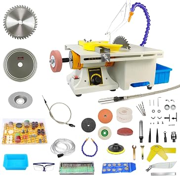 750W Lapidary Saw for Cutting Rock, Lapidary Equipment Mini Table Saw, Multi-Functional Rock Cutter for Grinding, Polishing & DIY Crafts