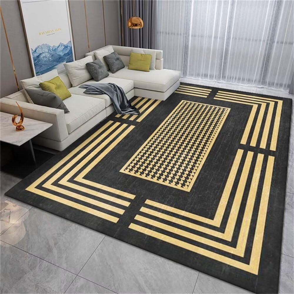 Tapis exterieur 180x280cm terrasse géométrique gris jaune moderne