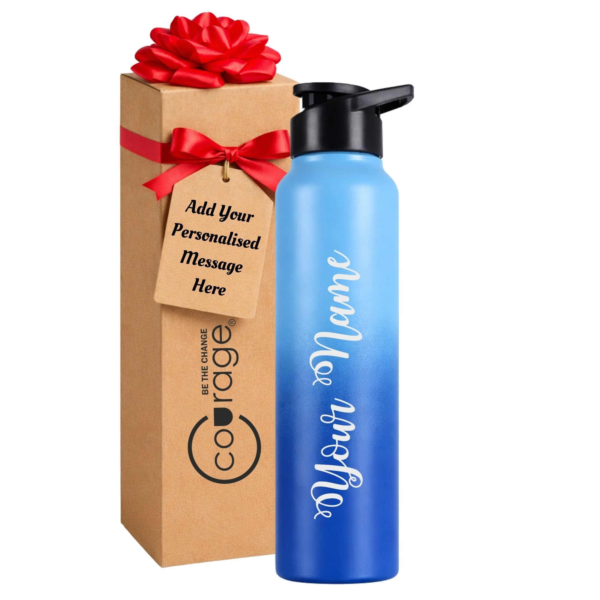 COURAGE Stainless Steel Customize Sipper Water Bottle 1Liter Leak Proof for Fridge Home Office Travel School Kids Boys Girls Adults Sports Gym Yoga - Black — Amazon image 12