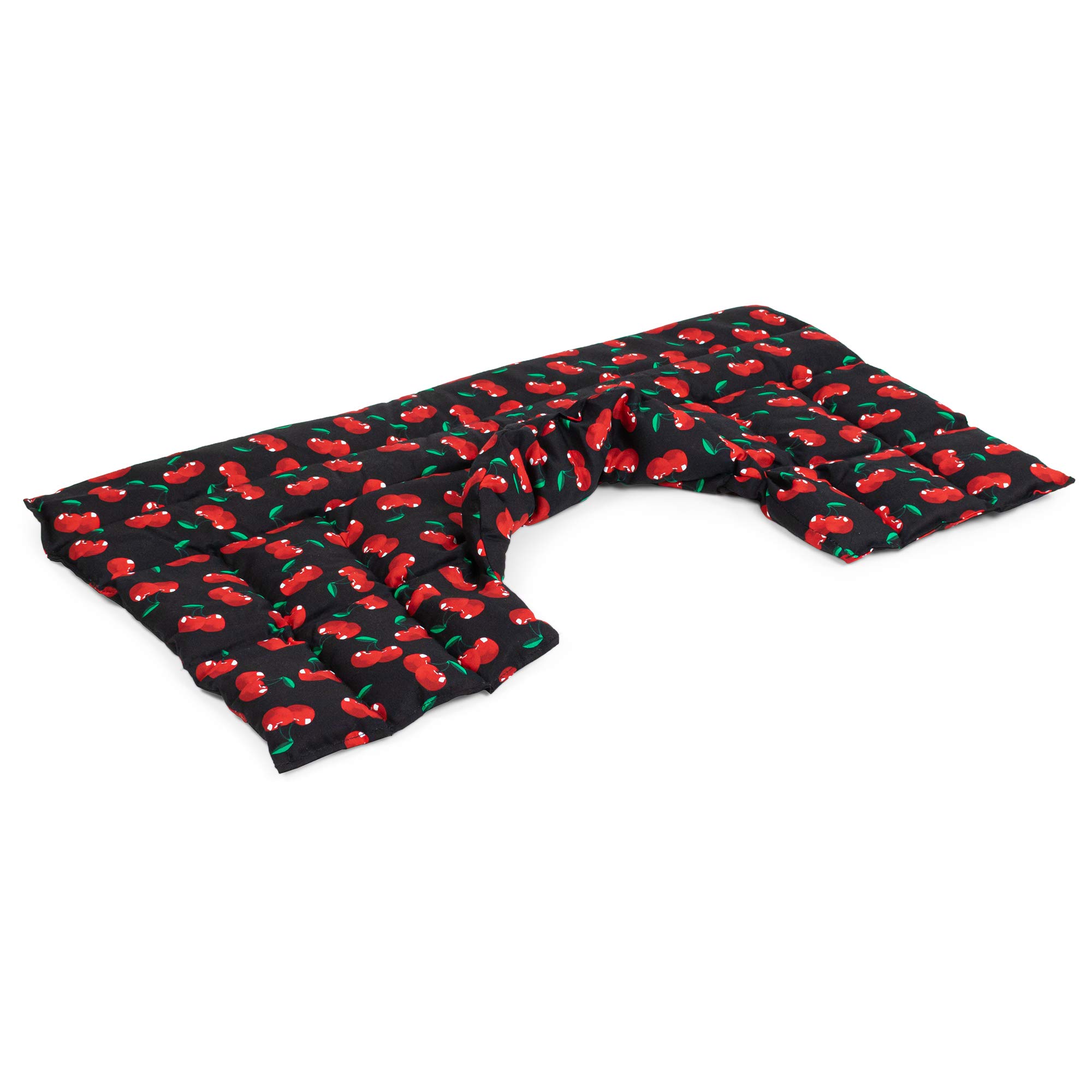 Bio-Dinkelkissen Schulter & Nackenkissen mit Kragen. Wärmekissen Körnerkissen Nackenwärmer für Mikrowelle und Backofen (cherry-black, Bio-Dinkel)