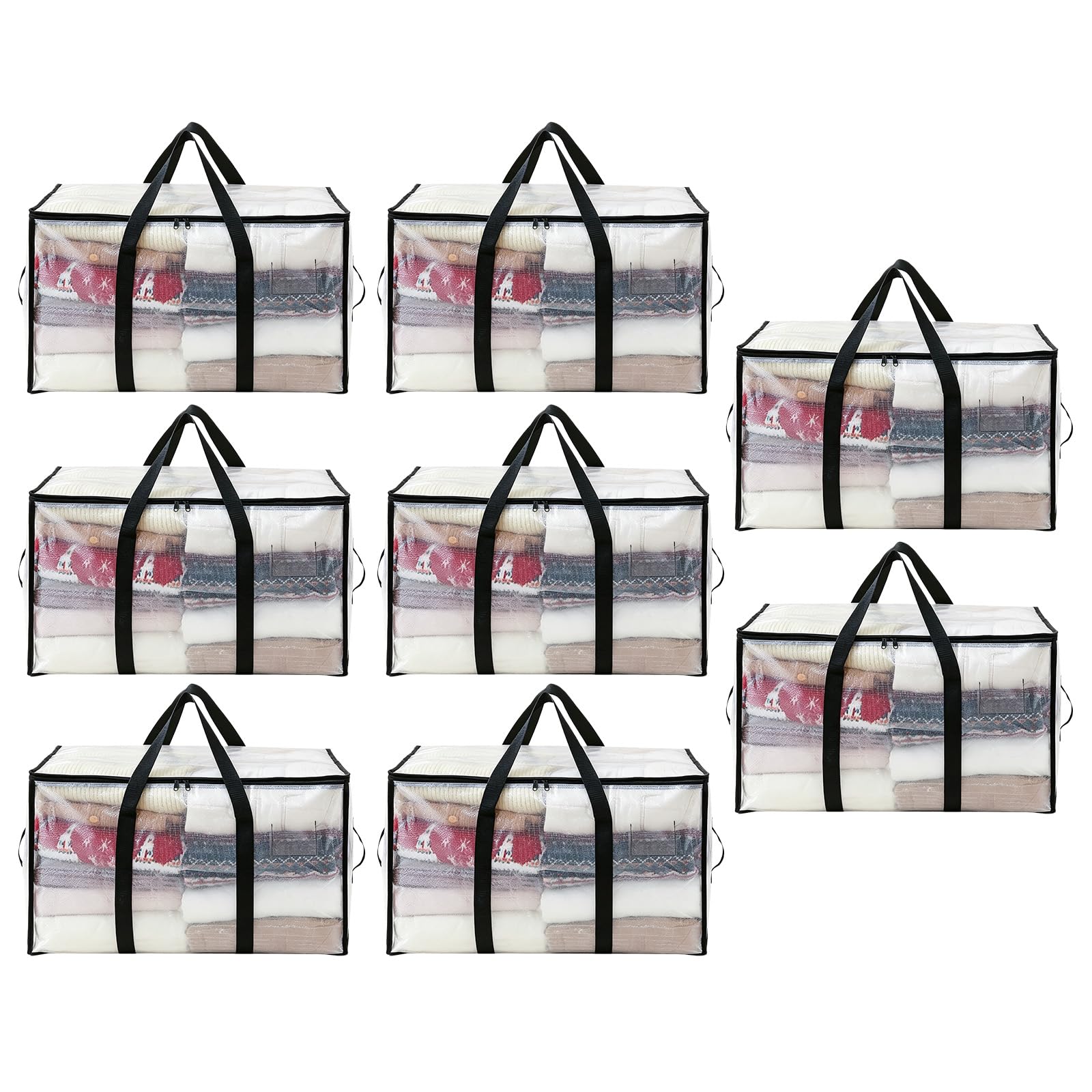 Storystore Large Moving Storage Bags 8 Pack, 94L Clear Storage Bag with Zippers & Handles, Heavy Duty Moving Boxes Packing Bags for College Dorm, Travel Packing, Clothes & Bedding Storage