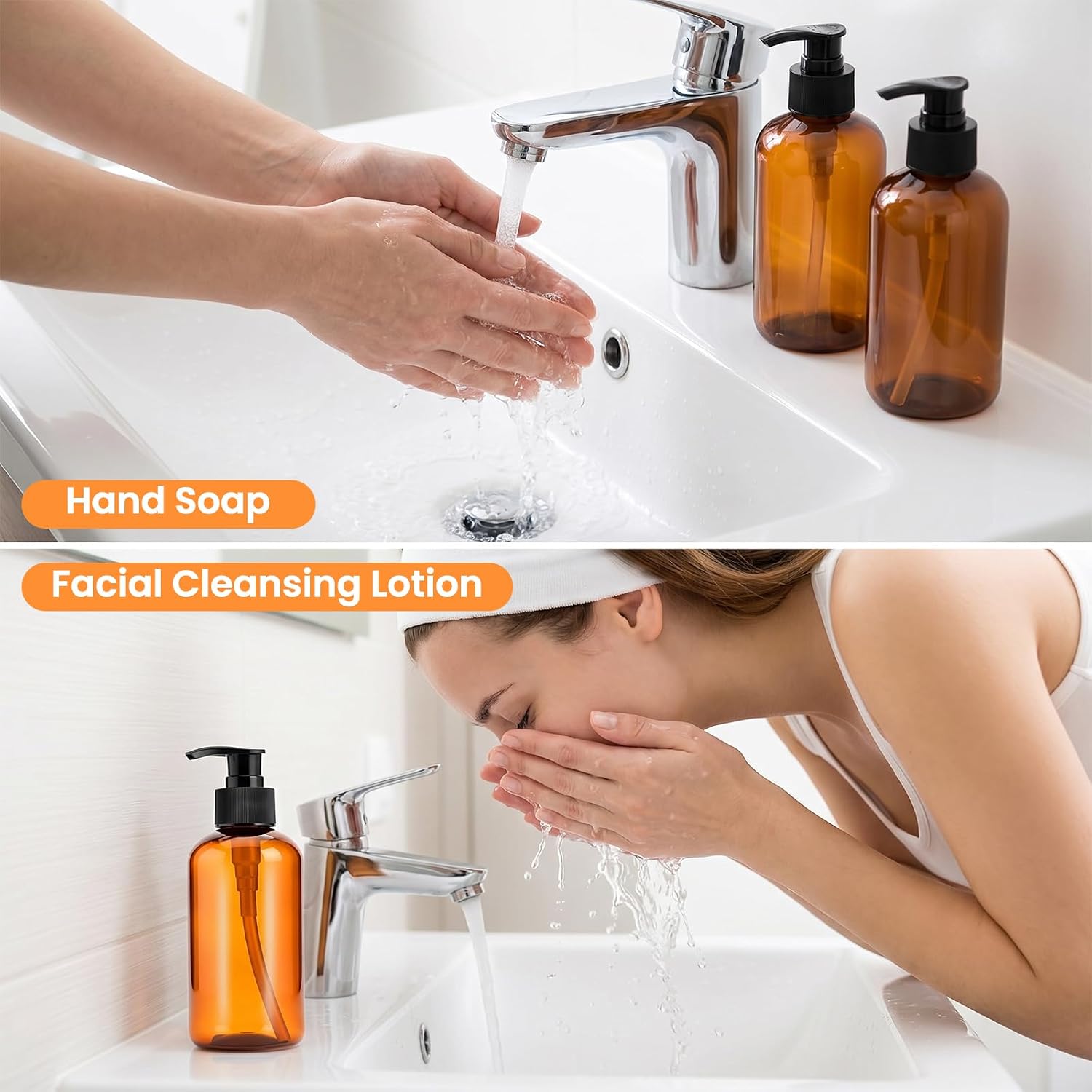 20 Pcs Pump Bottles Lotion Dispenser, 8oz Amber Bottles