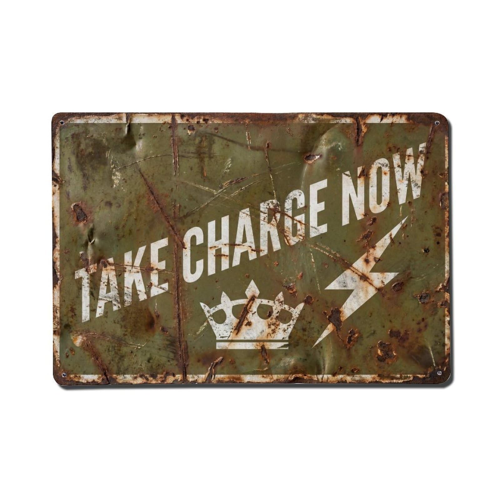 Cmhok Vintage Style Take Charge Now Boss Retro Motivational Slogans Metal Tin Sign Wall Decor For Cafe, Club, Garden Metal Poster 8X12inch