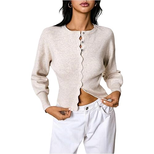 SOLY HUX Women's Button Down Cardigan Sweater Long Sleeve Crew Neck Cardigans Going Out Fall Clothes