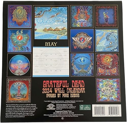 Miniatura 2 de Calendario de pared 2024 de Grateful Dead 2024, 12 x 12 pulgadas, obra del artista Mike DuBois
